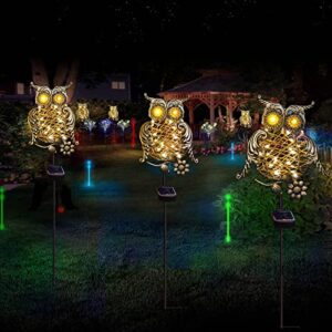 Homeleo Rustic Solar Owl Lights, Outdoor Garden Decorative Owl Stake with Glowing Eyes, Waterproof Pathway Landscape Lighting for Yard Decor, Halloween Christmas Decorations, Unique Gifts for Women