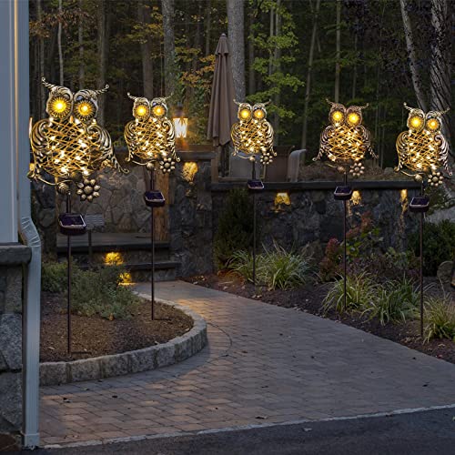 Homeleo Rustic Solar Owl Lights, Outdoor Garden Decorative Owl Stake with Glowing Eyes, Waterproof Pathway Landscape Lighting for Yard Decor, Halloween Christmas Decorations, Unique Gifts for Women