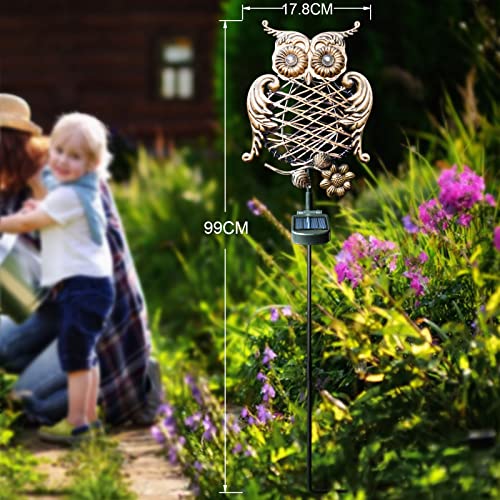 Homeleo Rustic Solar Owl Lights, Outdoor Garden Decorative Owl Stake with Glowing Eyes, Waterproof Pathway Landscape Lighting for Yard Decor, Halloween Christmas Decorations, Unique Gifts for Women