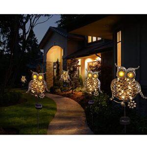 Homeleo Rustic Solar Owl Lights, Outdoor Garden Decorative Owl Stake with Glowing Eyes, Waterproof Pathway Landscape Lighting for Yard Decor, Halloween Christmas Decorations, Unique Gifts for Women