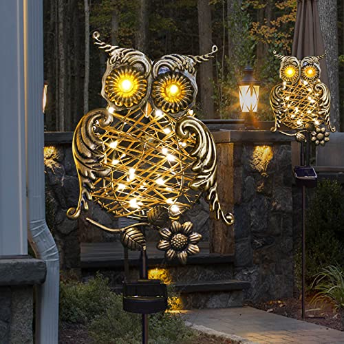 Homeleo Rustic Solar Owl Lights, Outdoor Garden Decorative Owl Stake with Glowing Eyes, Waterproof Pathway Landscape Lighting for Yard Decor, Halloween Christmas Decorations, Unique Gifts for Women