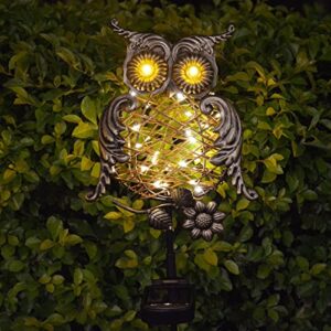 Homeleo Rustic Solar Owl Lights, Outdoor Garden Decorative Owl Stake with Glowing Eyes, Waterproof Pathway Landscape Lighting for Yard Decor, Halloween Christmas Decorations, Unique Gifts for Women