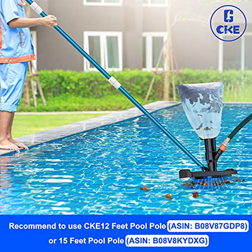 CKE Upgraded 14" Wide Portable Pool Spa Jet Vacuum Cleaner Head w/ Scrub Brushes, Leaf Bag and EZ Clip for for Above Ground Pools, Spas, Ponds, Inflatable Pools, Jacuzzi Tub-Attaches to Garden Hose