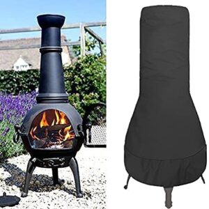 Aurragiy Chiminea Cover Patio Chiminea Cover Waterproof Durable Oxford Fabric Heavy Duty Outdoor Fire Pit Cover Garden Heater Cover for Backyard Garden Fireplace 48x48x24 Inch (Black)