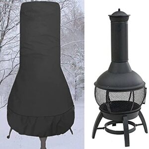 Aurragiy Chiminea Cover Patio Chiminea Cover Waterproof Durable Oxford Fabric Heavy Duty Outdoor Fire Pit Cover Garden Heater Cover for Backyard Garden Fireplace 48x48x24 Inch (Black)