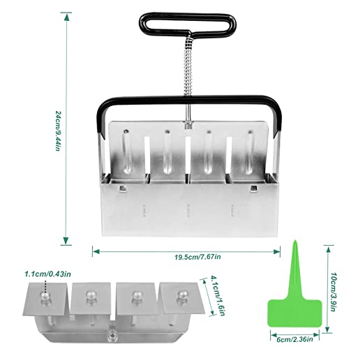 Top Hill Soil Blocker, 4 x 2 Manual Quad Soil Blocker, Soil Block Maker with Comfort-Grip Handle, Hand-held Soil Block Mold, Mini Hand Held Soil Block for Seedings, Cuttings, Seed Stater Tray