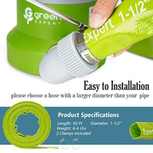 Green Expert 1.5" ID Length 50 Feet PVC Lay-Flat Water Discharge Hose Pump Draining Kit Heavy Duty Backwash Hose Great for Water Disposal in Garden Farm Swimming Pools 527502