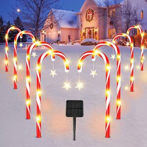 22" Solar Power Candy Cane Lights Outdoor, 8 Packs Christmas Candy Canes Pathway Lights, 8 Modes Lighted Candy Canes Waterproof with Stakes for Outdoor Christmas Decorations Yard Walkway Garden Patio