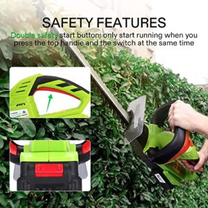 VIVOSUN 20" Cordless Hedge Trimmer, 20V Electric Bush Trimmer, 1400 RPM Shrub Trimmer, Dual-Action Laser Blade, 3/5" Cutting Capacity, Lightweight & Compact Trimmer, Battery and Fast Charger Included