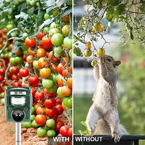 Ultrasonic Animal Repeller, Solar Powered Animal Repellent Outdoor Cat Repellent Dog Deterrent with Motion Sensor Waterproof Bird Repellent for Squirrels Rabbit Fox Raccoon Deer ,Yard Garden Farm