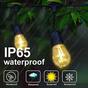 YOSION Solar Powered 46FT Waterproof LED Outdoor String Lights with Remote Control, 15 x Shatterproof LED Light Bulbs for Backyard Garden Patio Pergola Gazebo Bistro Bedroom Party