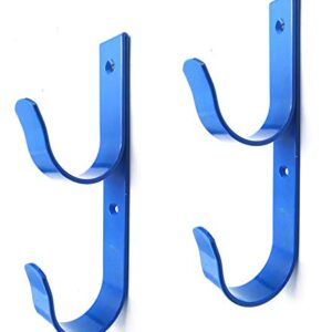 4 PCS Set Wide Pool Pole Hangers Heavy Duty Blue Aluminium Holder Hooks with Screws Perfect Hook Holders for Swimming Pool,Telescopic Poles,Skimmers,Nets Brushes,Vacuum Hose,Garden Equipment Etc