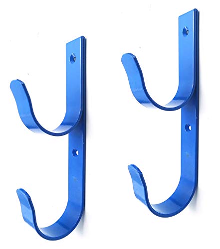 4 PCS Set Wide Pool Pole Hangers Heavy Duty Blue Aluminium Holder Hooks with Screws Perfect Hook Holders for Swimming Pool,Telescopic Poles,Skimmers,Nets Brushes,Vacuum Hose,Garden Equipment Etc