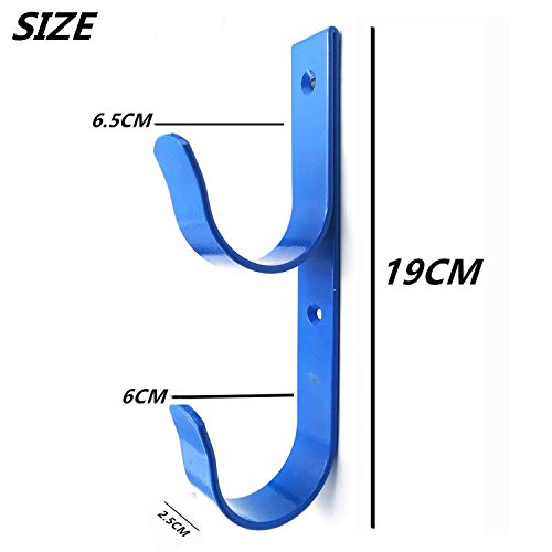 4 PCS Set Wide Pool Pole Hangers Heavy Duty Blue Aluminium Holder Hooks with Screws Perfect Hook Holders for Swimming Pool,Telescopic Poles,Skimmers,Nets Brushes,Vacuum Hose,Garden Equipment Etc