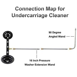 Twinkle Star 16 Inch Dual-Function Undercarriage Cleaner, Surface Cleaner for Pressure Washer, Underbody Car Wash Water Broom with 2 Piece Extension Wand and 90 Degree Angled Wand, 4000 PSI