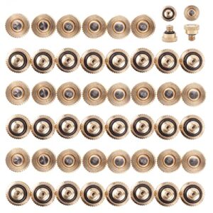 greatstar 50pcs brass misting nozzles, 0.3 mm low pressure atomizing mist nozzle for garden patio lawn landscaping dust control and outdoor cooling mister system, 10/24 unc (50pcs)