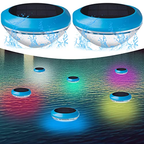 Yexiya 8 Pcs Solar Floating Pool Lights Multi Color Swimming Pool Lights LED Waterproof Pool Lights with RGB Color Changing for Outdoor Garden Swimming Pool at Night Fountain Hot Tub Spa Pond