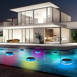 Yexiya 8 Pcs Solar Floating Pool Lights Multi Color Swimming Pool Lights LED Waterproof Pool Lights with RGB Color Changing for Outdoor Garden Swimming Pool at Night Fountain Hot Tub Spa Pond