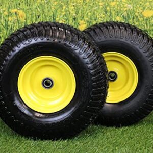 (Set of 2) 15x6.00-6 Tires & Wheels 4 Ply for Lawn & Garden Mower Turf Tires .75" Bearing ATW-003