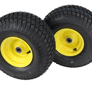 (Set of 2) 15x6.00-6 Tires & Wheels 4 Ply for Lawn & Garden Mower Turf Tires .75" Bearing ATW-003