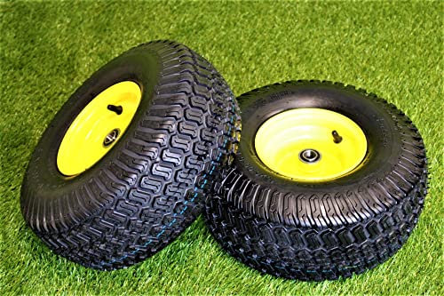 (Set of 2) 15x6.00-6 Tires & Wheels 4 Ply for Lawn & Garden Mower Turf Tires .75" Bearing ATW-003