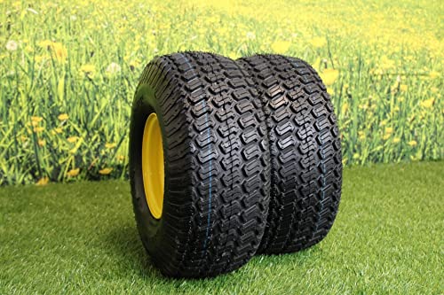 (Set of 2) 15x6.00-6 Tires & Wheels 4 Ply for Lawn & Garden Mower Turf Tires .75" Bearing ATW-003