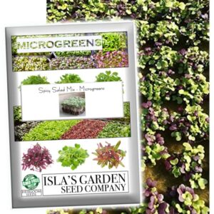 “spicy salad mix” microgreens blend of seeds, 300+ heirloom seeds per packet, (isla’s garden seeds), non gmo seeds, great indoor/outdoor home garden gift