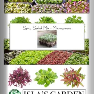 "Spicy Salad Mix" Microgreens Blend of Seeds, 300+ Heirloom Seeds Per Packet, (Isla's Garden Seeds), Non GMO Seeds, Great Indoor/Outdoor Home Garden Gift