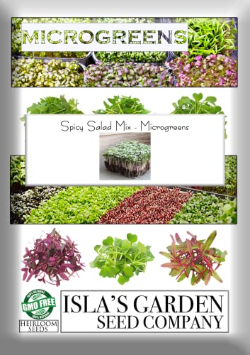 "Spicy Salad Mix" Microgreens Blend of Seeds, 300+ Heirloom Seeds Per Packet, (Isla's Garden Seeds), Non GMO Seeds, Great Indoor/Outdoor Home Garden Gift