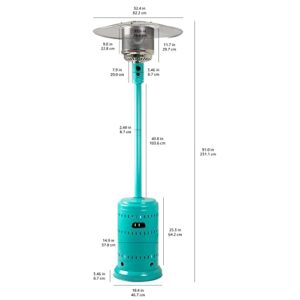 Amazon Basics 46,000 BTU Outdoor Propane Patio Heater with Wheels, Commercial & Residential - Bahama Blue