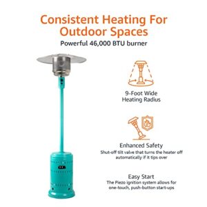 Amazon Basics 46,000 BTU Outdoor Propane Patio Heater with Wheels, Commercial & Residential - Bahama Blue