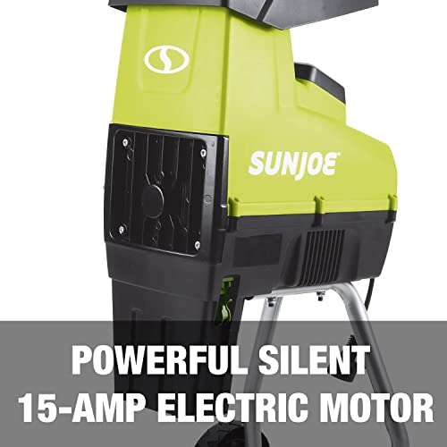 Sun Joe CJ603E 15-Amp 1.7-Inch Cutting Diameter Electric Silent Wood Chipper/Shredder, green