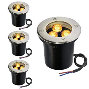 LED Buried Light 3W Warm White IP65 Outdoor LED Recessed 12V Garden Landscape Lighting (4 Packs)