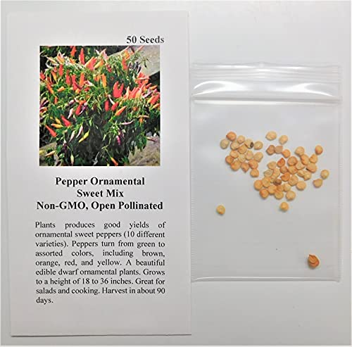 David's Garden Seeds Pepper Ornamental Sweet Mix FBA-4543 (Multi) 25 Non-GMO, Heirloom Seeds