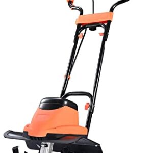 Kapoo Electric Garden Tiller Electric Cultivator Working Depth Electric Tiller 14 Inch 8.5 Amp Tilling Width 8-Inch bb11,Black Orange