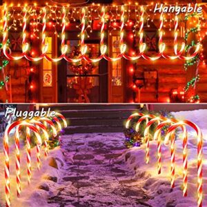 PinPon Candy Cane Lights Outdoor Pathway, 10 Pack 21" Pathway Markers Walkway Lights with Stake, Xmas Decorations for Outdoor Yard Patio Garden