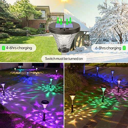 Color Changing Solar Outdoor Lights: IP67 Waterproof Solar Powered Garden Lights 2 Pack, Bright Landscape Lighting Outside Stake Light for Pathway Walkway Driveway Yard Patio Wall Fence Decorative