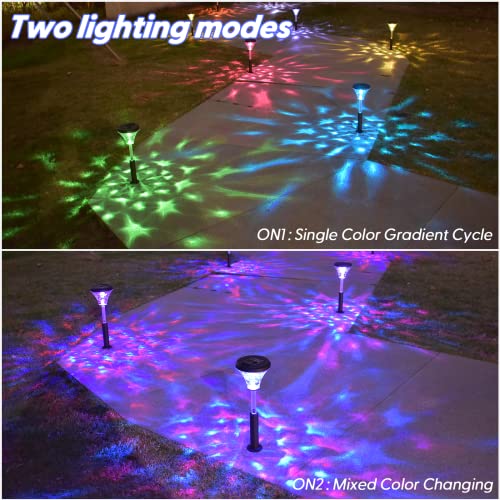 Color Changing Solar Outdoor Lights: IP67 Waterproof Solar Powered Garden Lights 2 Pack, Bright Landscape Lighting Outside Stake Light for Pathway Walkway Driveway Yard Patio Wall Fence Decorative