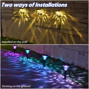 Color Changing Solar Outdoor Lights: IP67 Waterproof Solar Powered Garden Lights 2 Pack, Bright Landscape Lighting Outside Stake Light for Pathway Walkway Driveway Yard Patio Wall Fence Decorative