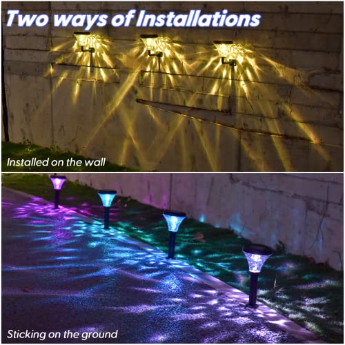 Color Changing Solar Outdoor Lights: IP67 Waterproof Solar Powered Garden Lights 2 Pack, Bright Landscape Lighting Outside Stake Light for Pathway Walkway Driveway Yard Patio Wall Fence Decorative