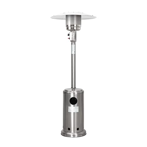 Nuu Garden Outdoor 46,000 BTU Propane Gas Heater with Wheels, Stainless Steel Frame, Removable Heater for Patio, Backyard, Garden, Porch, Silver