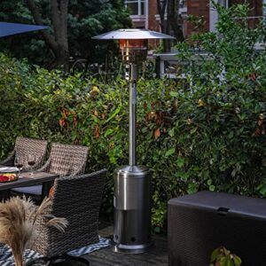 Nuu Garden Outdoor 46,000 BTU Propane Gas Heater with Wheels, Stainless Steel Frame, Removable Heater for Patio, Backyard, Garden, Porch, Silver