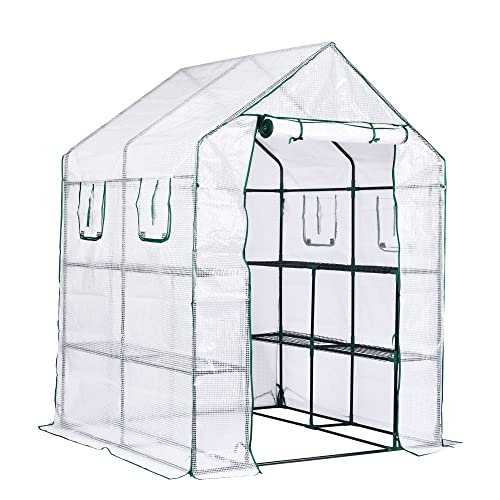 Garden Elements Personal Plastic Indoor/Outdoor Standing Greenhouse for Seed Starting and Propagation, Frost Protection (Clear, Large, 77" x 56" x 56")