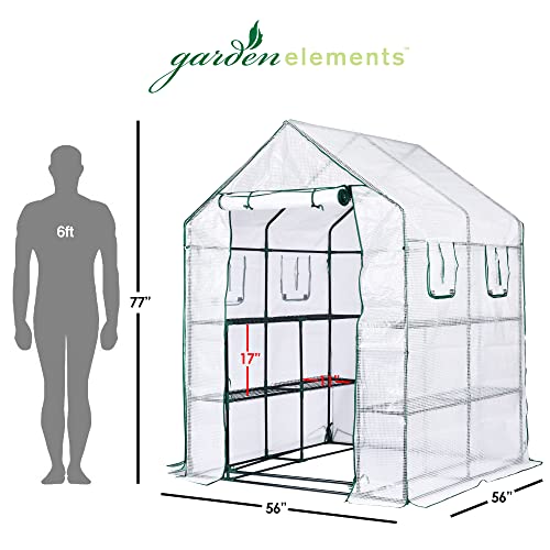 Garden Elements Personal Plastic Indoor/Outdoor Standing Greenhouse for Seed Starting and Propagation, Frost Protection (Clear, Large, 77" x 56" x 56")