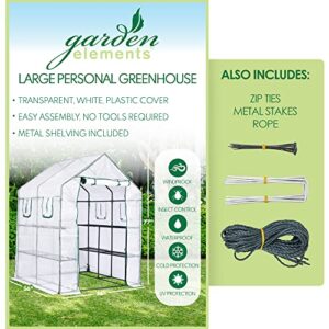 Garden Elements Personal Plastic Indoor/Outdoor Standing Greenhouse for Seed Starting and Propagation, Frost Protection (Clear, Large, 77" x 56" x 56")