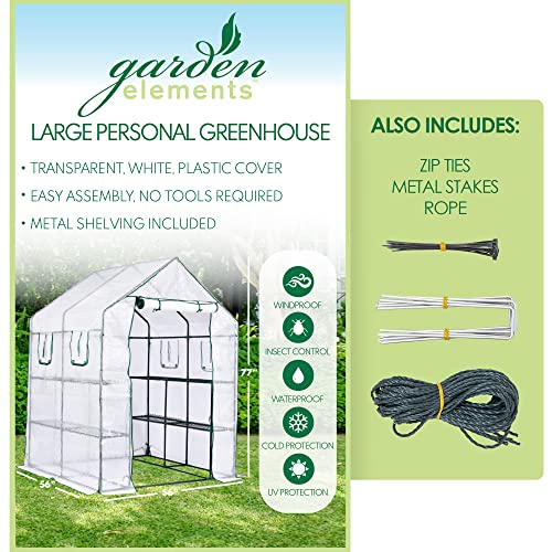 Garden Elements Personal Plastic Indoor/Outdoor Standing Greenhouse for Seed Starting and Propagation, Frost Protection (Clear, Large, 77" x 56" x 56")