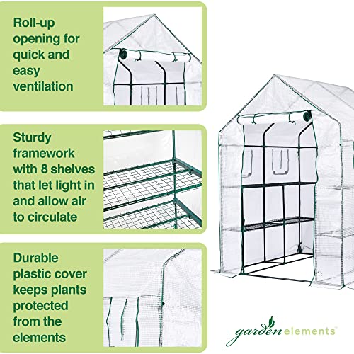 Garden Elements Personal Plastic Indoor/Outdoor Standing Greenhouse for Seed Starting and Propagation, Frost Protection (Clear, Large, 77" x 56" x 56")