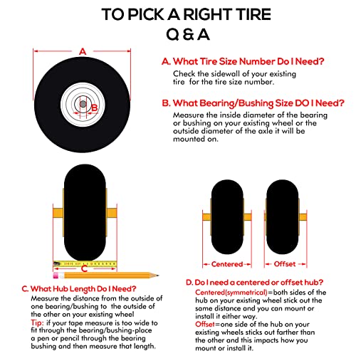 WEIZE 16x6.50-8 Lawn Mower Tires with Rim, 3" Offset Hub, 3/4" Bearing, 16x6.5-8 Tractor Turf Tire, 4 Ply Tubeless, 615lbs Capacity, Set of 2