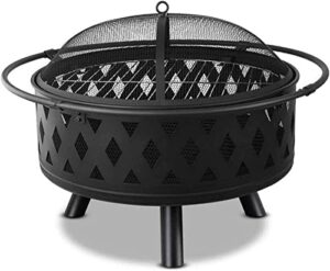 leayan garden fire pit portable grill barbecue rack 2-in-1 outdoor fire pits outdoor fire tables, 29.5in heavy duty steel bbq grill fire pit bowl with cover bbq cooking for camping b