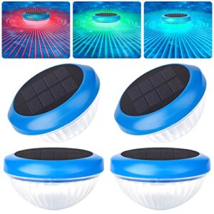 floating pool lights, pool lights that float with rgb color changing waterproof solar pool lights for swimming pool at night led pool lights for outdoor pool pond hot tub fountain garden (4 pack)
